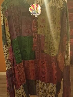 Jayli Button Down Om Scared Symbol 100% Cotton Shirt Imported From Nepal